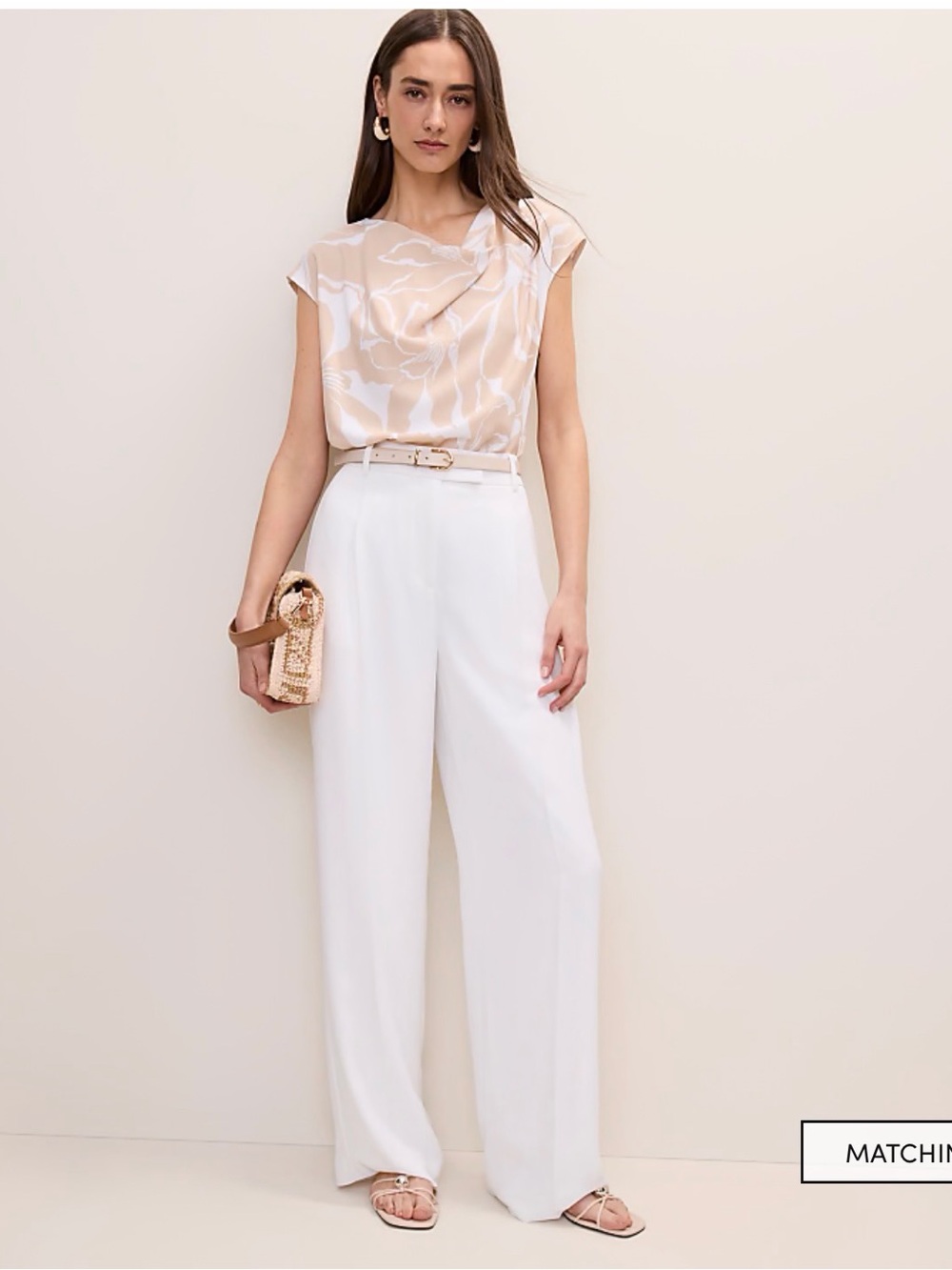 Ann Taylor High-Rise Wide-Leg Pants in White